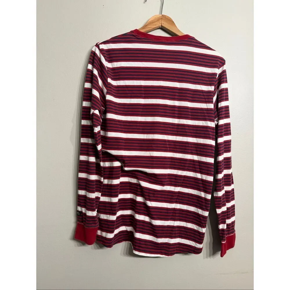Nike Red Crush Obsidian Striped Dri-Fit Long Sleeve Crew Neck T-Shirt Size Small